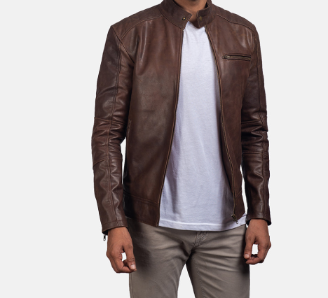 Brown Leather Biker Jacket