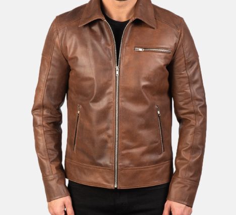 Brown Leather Biker Jacket