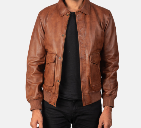 Brown A2 Leather Bomber Jacket