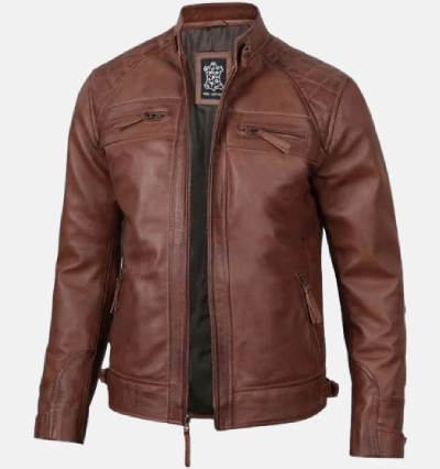 Men's Quilted Leather Biker Jacket