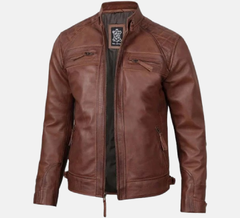 Men's Quilted Leather Biker Jacket