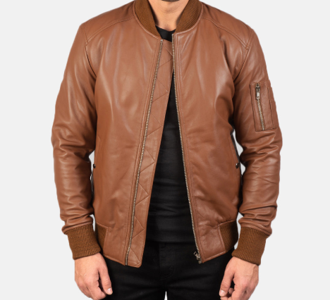 Ma-1 Brown Leather Bomber Jacket