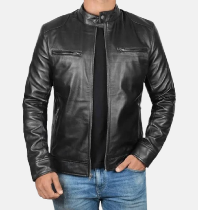 Men's Lambskin Leather Cafe Racer Jacket