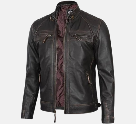 Men's Lambskin Leather Cafe Racer Jacket