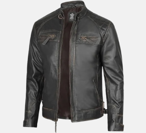 Men's Claude Quilted Distressed Leather Jacket