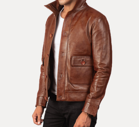 Columbus Brown Leather Bomber Jacket