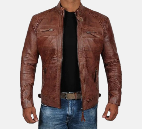 Decrum Men's Leather Motorcycle Jacket