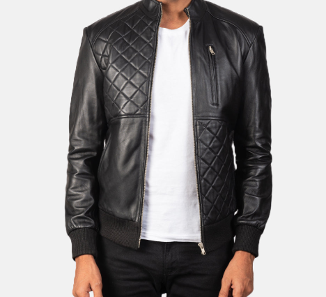 Moda Black Leather Bomber Jacket