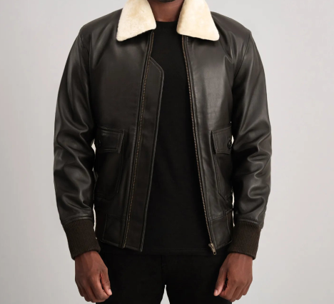 Airin G-1 Brown & Cream Leather Bomber Jacket