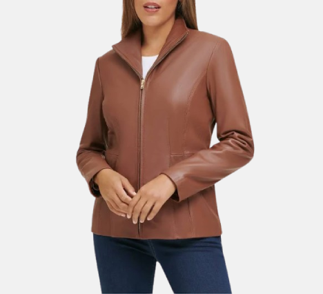 Cole Haan Women's Wing Collar Leather Jacket