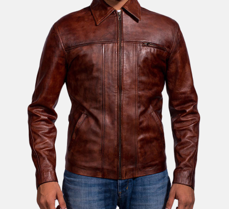 Abstract Maroon Leather Jacket