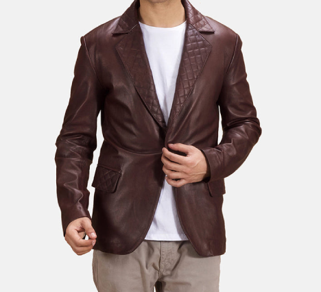 Radaron Quilted Maroon Leather Blazer