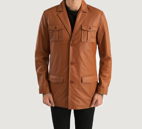 Ray Cutler Tan Brown Leather Blazer