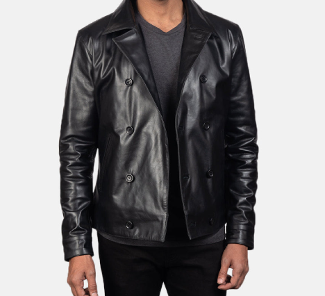 Black Leather Peacoat