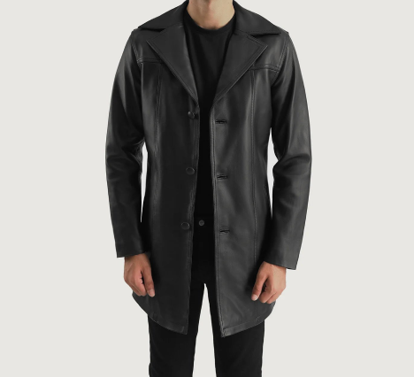 Brawnton Black Leather Coat