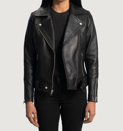 Rumy Black Leather Biker Jacket