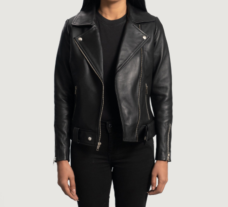 Rumy Black Leather Biker Jacket