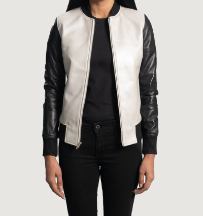 Cole Silver Leather Bomber Jacket