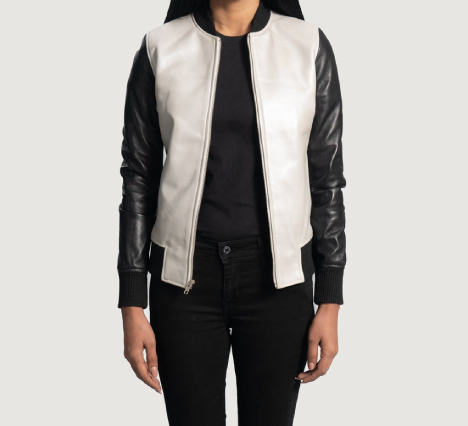 Cole Silver Leather Bomber Jacket