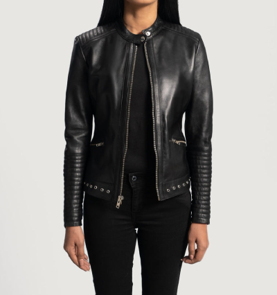 Haley Ray Black Leather Biker Jacket