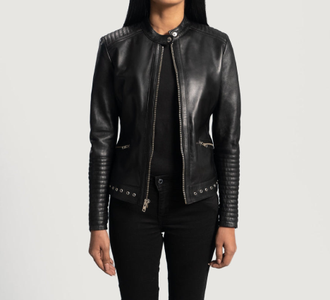 Haley Ray Black Leather Biker Jacket