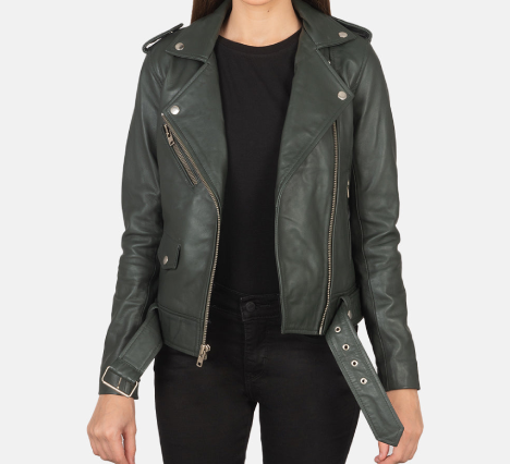 Alison Green Leather Biker Jacket